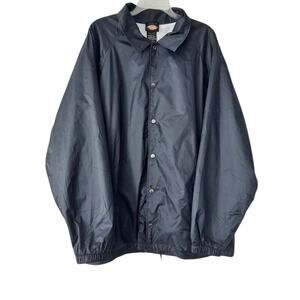 Dickies Men’s 2XL Navy Blue Lined Coach Jacket Windbreaker Snap Front